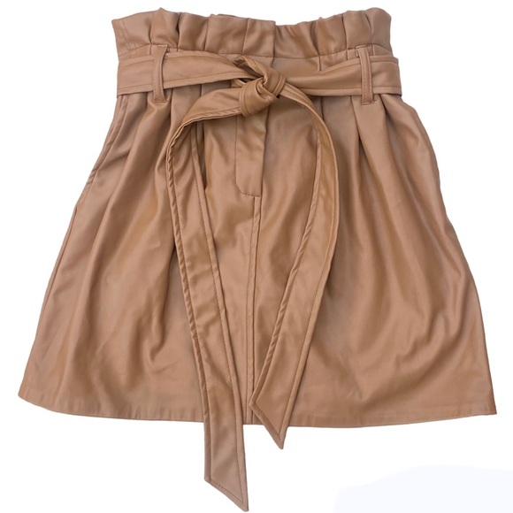 DO+BE Faux Leather Skirt Tan Size Small NWT - Picture 2 of 13